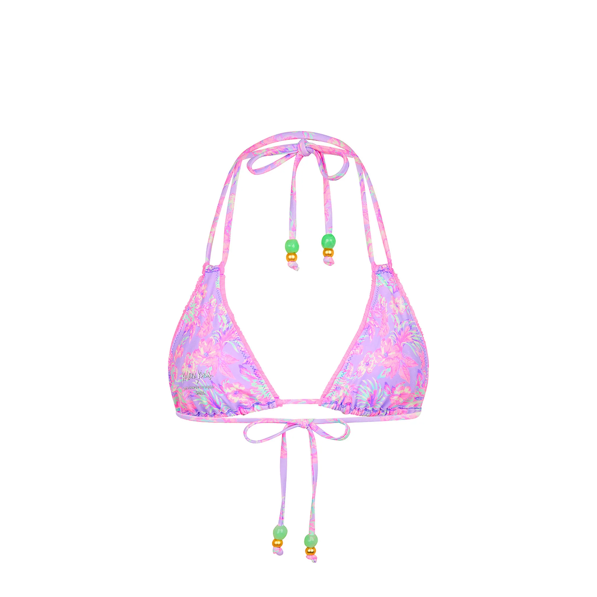 Decorative Panel Halter Bikini Top - Lilac Love - Image 9