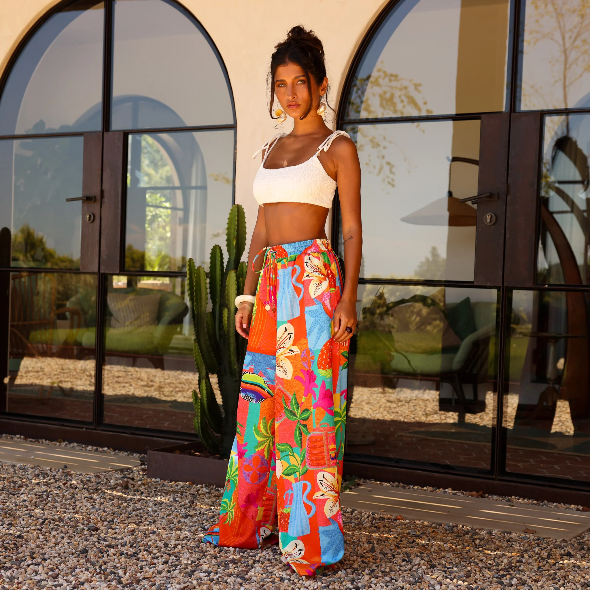 Simple Shirred Tie Crop - Natural White - Image 11