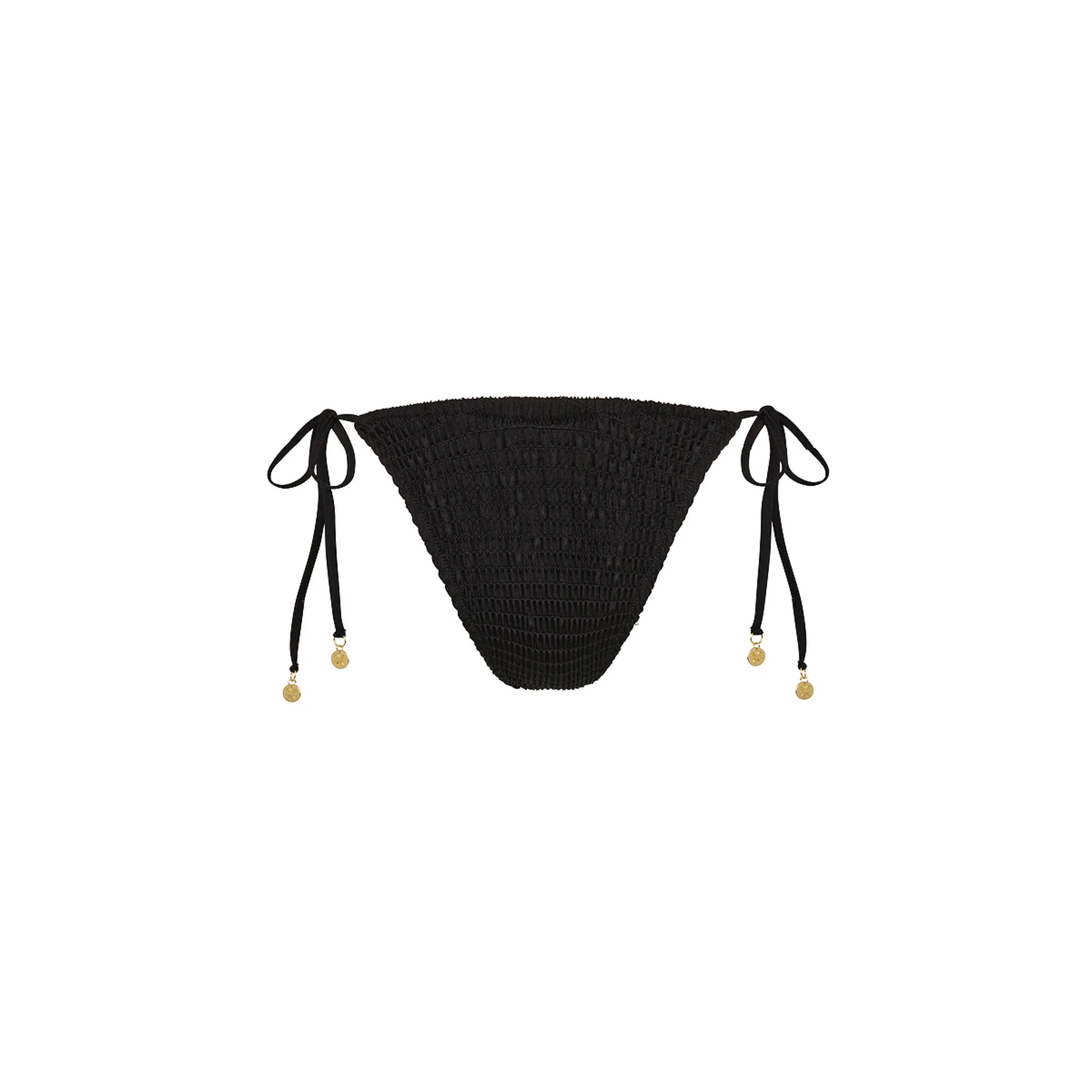 Shirred Dipped Cheeky Tie Bikini Bottom - Twilight Black - Image 10